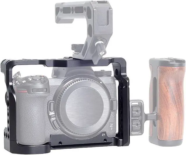 Alt view image 7 of 7 - Camera Cage Video Filmmaking Stabilizer Rig Aluminium Alloy Extension Frame with Cold Shoe and 1/4" 3/8" Screw Mouting for Nikon Z5/Z6/Z7/Z6II/Z7II Camera