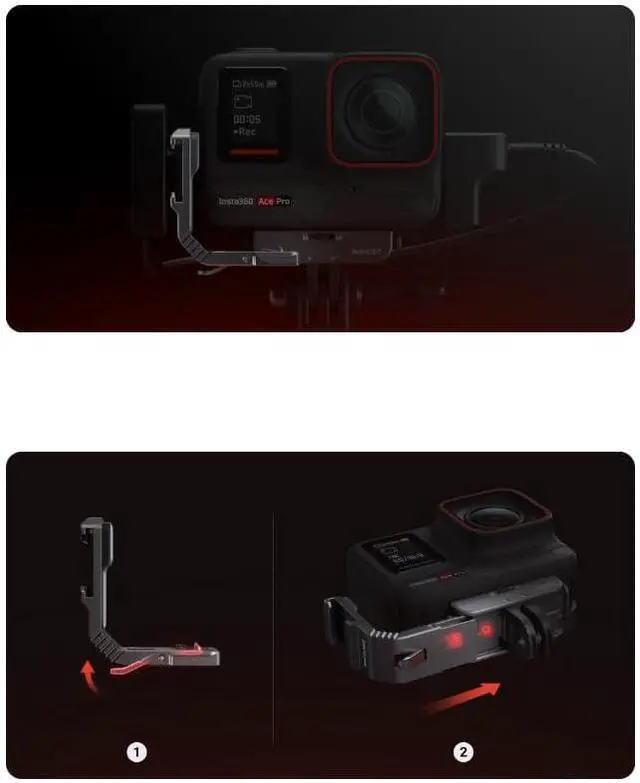 Alt view image 4 of 4 - Adapter Camera Extension Bracket for Insta360 Ace Pro 2/Ace Pro/Ace, Aluminum Alloy Material Easy Installation, Connectable Fill Light/Microphone