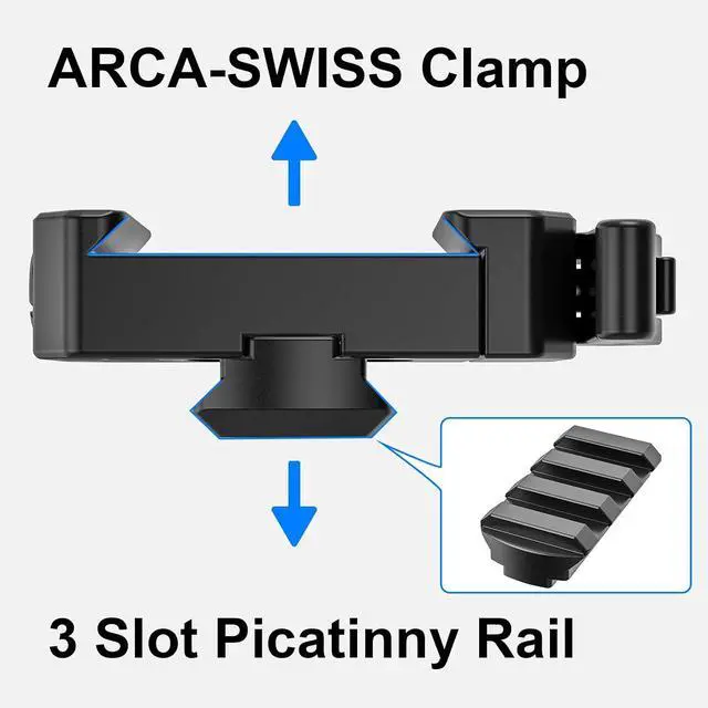 Alt view image 6 of 7 - AP40 Picatinny to Arca Adapter Mount, 6061-T6 Aluminum CNC Arca Swiss Dovetail Quick Release Clamp with Lever Release for Atlas NC & Picatinny Bipod, Tripod Ball Head