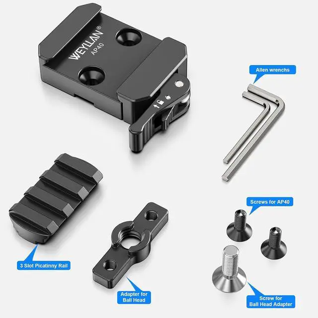 Alt view image 7 of 7 - AP40 Picatinny to Arca Adapter Mount, 6061-T6 Aluminum CNC Arca Swiss Dovetail Quick Release Clamp with Lever Release for Atlas NC & Picatinny Bipod, Tripod Ball Head