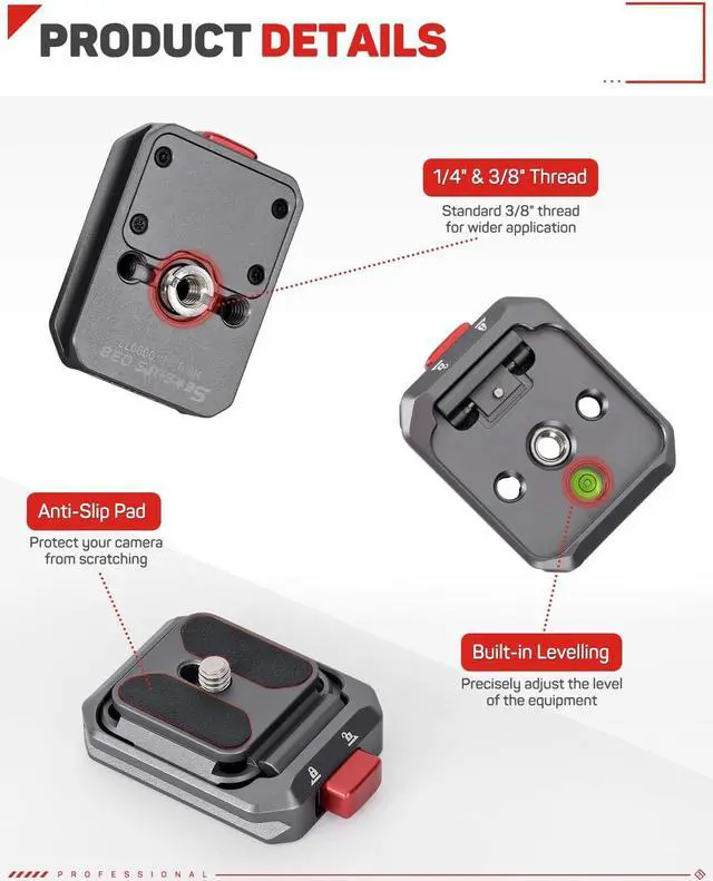 Alt view image 3 of 7 - Q38 Quick Release Plate Camera Tripod Mount Adapter