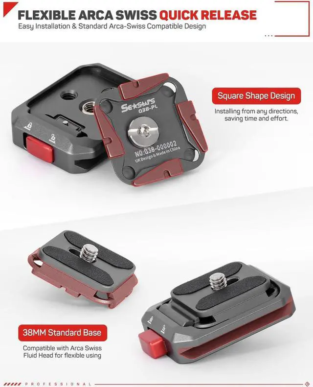 Alt view image 4 of 7 - Q38 Quick Release Plate Camera Tripod Mount Adapter