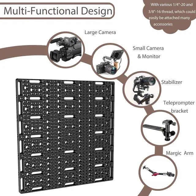 Alt view image 4 of 6 - 300 * 300MM Multi-Functional Camera Cheese Plate with 1/4 3/8 Thread