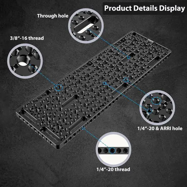 Alt view image 2 of 7 - 300MM Multi-Functional Long Camera Cheese Plate with 1/4 3/8 Thread