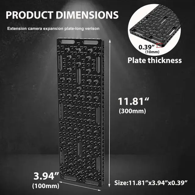 Alt view image 3 of 7 - 300MM Multi-Functional Long Camera Cheese Plate with 1/4 3/8 Thread