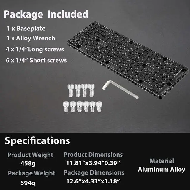 Alt view image 5 of 7 - 300MM Multi-Functional Long Camera Cheese Plate with 1/4 3/8 Thread
