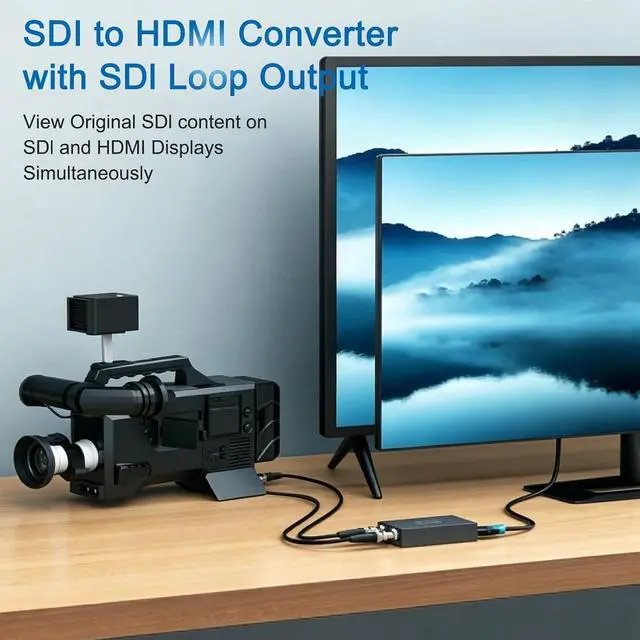 Alt view image 5 of 7 - SDI to HDMI Converter with SDI Loop Out, 3G-SDI/HD-SDI/SD-SDI to HDMI Adapter Auto Format Detection for Camera Monitor Projector (Grey)