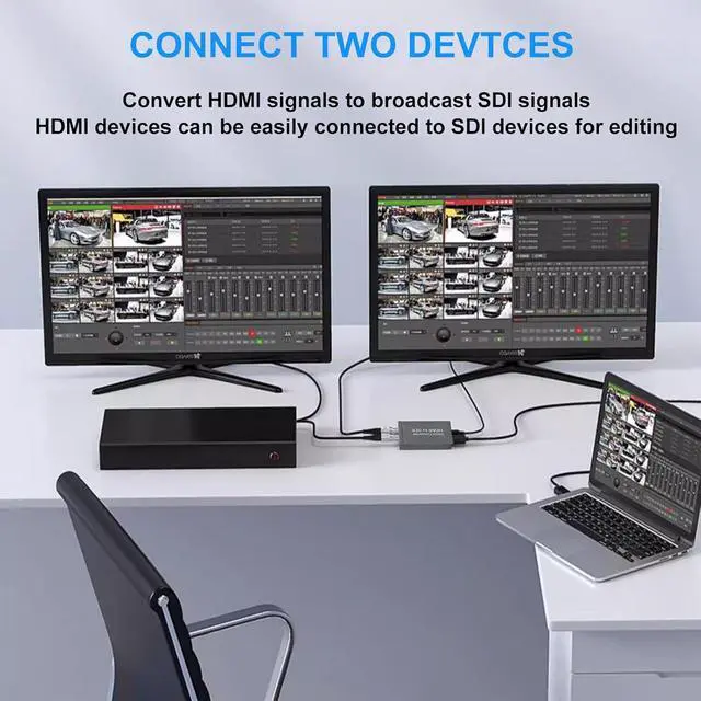 Alt view image 3 of 7 - HDMI to SDI, HDMI to 3G-SDI/HD-SDI Converter, 2 Way SDI Output with Power Supply Adapter, Audio Embedder Support 1080P, Auto Format Detection Extender for Camera CCTV