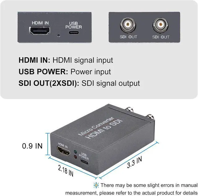 Alt view image 6 of 7 - HDMI to SDI, HDMI to 3G-SDI/HD-SDI Converter, 2 Way SDI Output with Power Supply Adapter, Audio Embedder Support 1080P, Auto Format Detection Extender for Camera CCTV