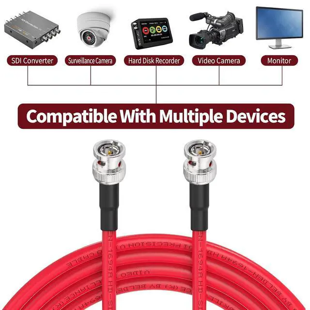 Alt view image 4 of 7 - 3G/6G/12G SDI Cable 3ft Belden 1694A 75 Ohm BNC Video Cord 2-Pack