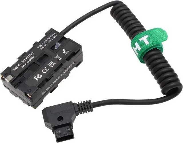 Main image of D-tap NP-F970 570 550 USB-C Power Adapter for Monitor Wireless Transmitter Receiver, Atomos Ninja V Shogun, SmallHD FeelWorld Hollyland Light, Black