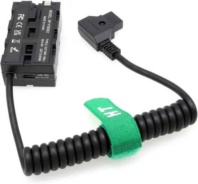 Alt view image 3 of 6 - D-tap NP-F970 570 550 USB-C Power Adapter for Monitor Wireless Transmitter Receiver, Atomos Ninja V Shogun, SmallHD FeelWorld Hollyland Light, Black