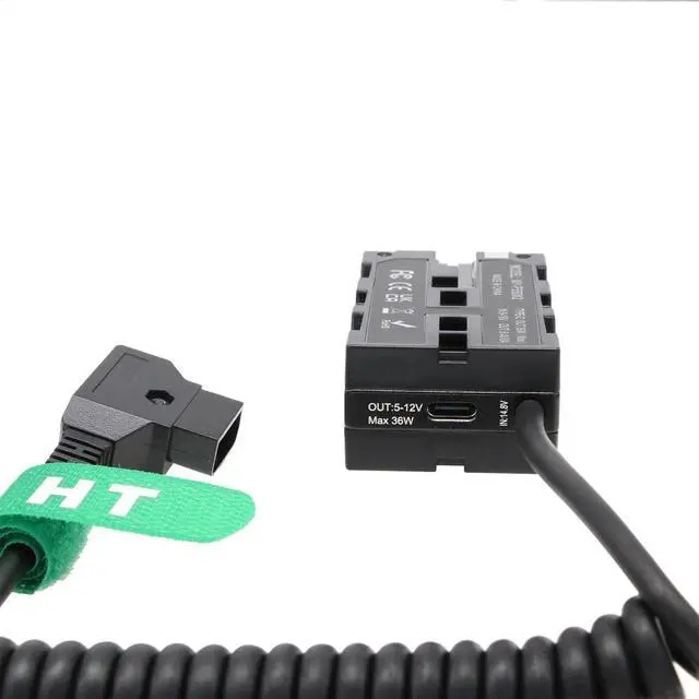 Alt view image 5 of 6 - D-tap NP-F970 570 550 USB-C Power Adapter for Monitor Wireless Transmitter Receiver, Atomos Ninja V Shogun, SmallHD FeelWorld Hollyland Light, Black