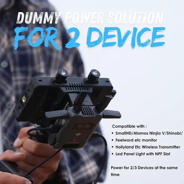 Alt view image 3 of 6 - D-Tap to NP-F570 Dummy Battery,Double-Sided NPF 550/770/970 Battery Coiled Cable with Type-C Port Power 3 Devices Compatible with LED Light, Feelworld,Atomos Ninja/Shinobi Monitor/Transmitter etc