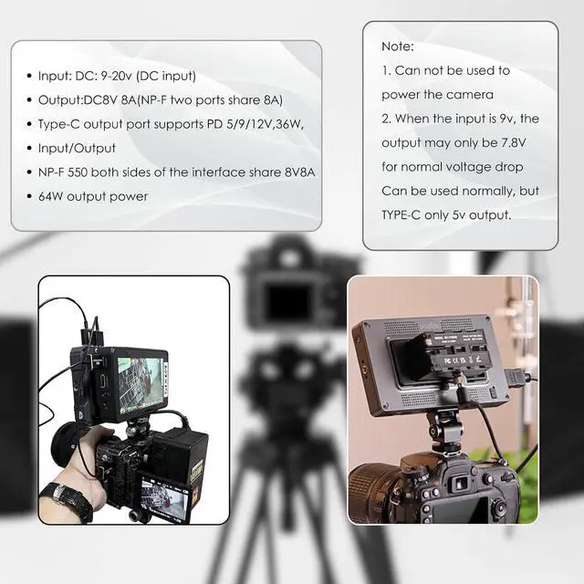 Alt view image 5 of 6 - D-Tap to NP-F570 Dummy Battery,Double-Sided NPF 550/770/970 Battery Coiled Cable with Type-C Port Power 3 Devices Compatible with LED Light, Feelworld,Atomos Ninja/Shinobi Monitor/Transmitter etc