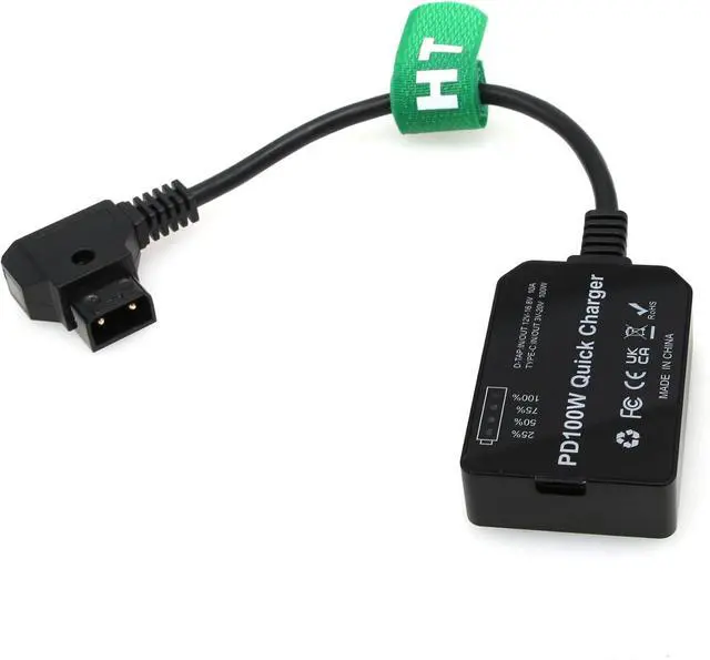 Main image of D-Tap to USB-C PD 100W Power Converter Adapter for Sony DSLR Camera Monitor Phone Laptop, Type C, 12-16.8V V-Lock Gold Mount Battery, Bidirectional
