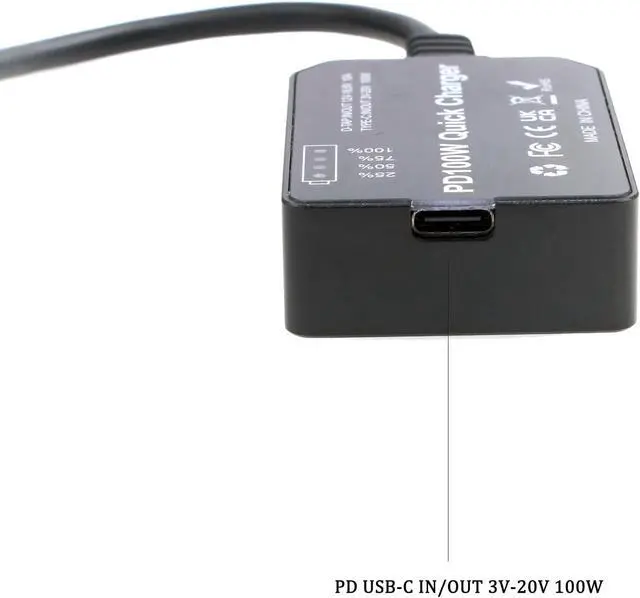 Alt view image 3 of 6 - D-Tap to USB-C PD 100W Power Converter Adapter for Sony DSLR Camera Monitor Phone Laptop, Type C, 12-16.8V V-Lock Gold Mount Battery, Bidirectional