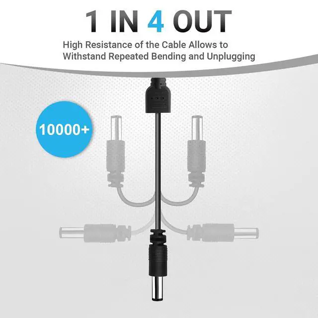 Alt view image 4 of 7 - DC 1 Female to 4 Male Output Power Splitter Cable 31 Pcs 1 to 4 Way Plug DC CCTV Camera Power Splitter Cable Y Adapter for CCTV Security Cameras and LED Strip Lights