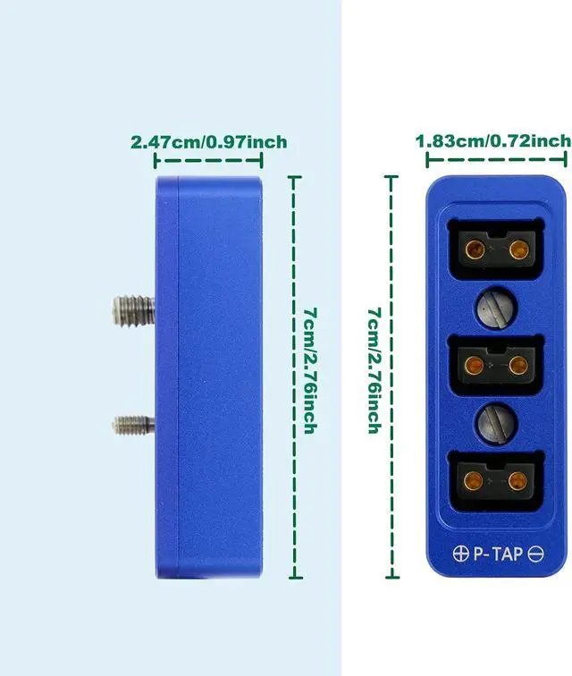 Alt view image 2 of 6 - D-tap Splitter P-Tap HUB Cable Dtap Male to Three Port D tap Female Splitter Cable with Screw Threads for ARRI RED Z CAM Cameras TILTA Steadicam IDX V-Mount Battery-Blue