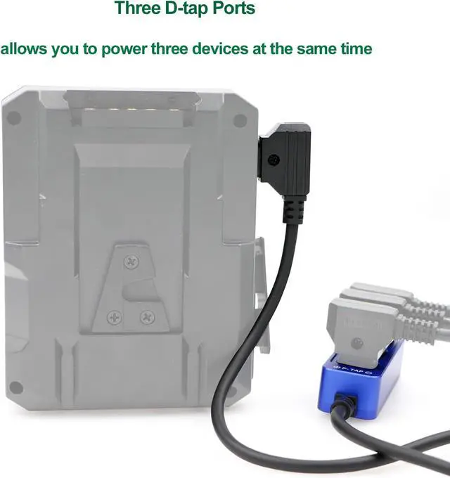 Alt view image 3 of 6 - D-tap Splitter P-Tap HUB Cable Dtap Male to Three Port D tap Female Splitter Cable with Screw Threads for ARRI RED Z CAM Cameras TILTA Steadicam IDX V-Mount Battery-Blue