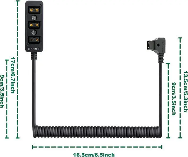 Alt view image 6 of 6 - Alvins Cables D-tap Splitter P-Tap HUB Cable Dtap Male to 3 Port D tap Female Splitter Coiled Cable with Screw Threads for ARRI RED Z CAM Cameras TILTA Steadicam IDX V-Mount Battery