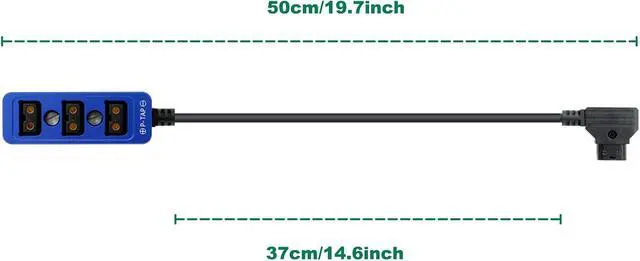 Alt view image 6 of 6 - D-tap Splitter P-Tap HUB Cable Dtap Male to Three Port D tap Female Splitter Cable with Screw Threads for ARRI RED Z CAM Cameras TILTA Steadicam IDX V-Mount Battery-Blue