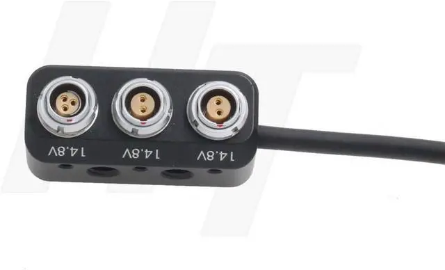 Alt view image 2 of 4 - D-tap Male to 2 x 0B 2-pin 1 x Fischer RS 3 Pin Female Power Splitter Cable Box for V-Mount Battery ARRI RED Teradek