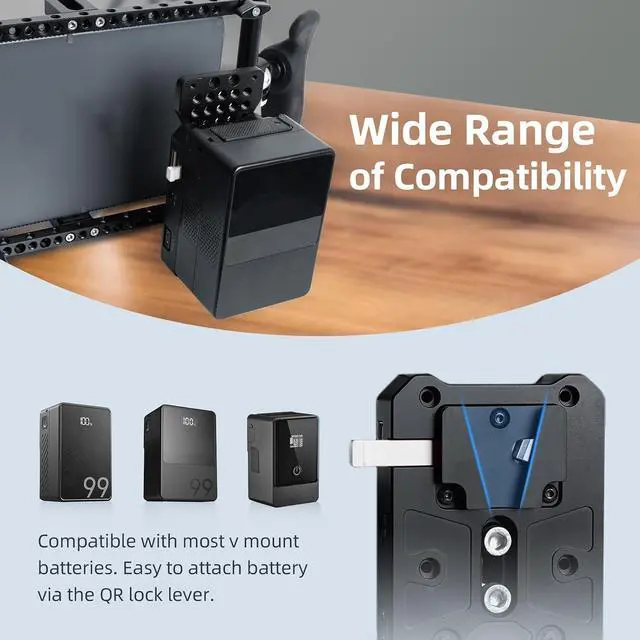 Alt view image 3 of 7 - Mini V Mount Battery Adapter Plate, Power Supply Splitter with USB-C PD 100W Input Fast Charger and Output, USB-A/D-TAP/DC8V 12V Output for DSLR Camera