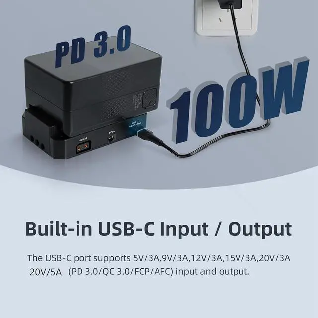 Alt view image 4 of 7 - Mini V Mount Battery Adapter Plate, Power Supply Splitter with USB-C PD 100W Input Fast Charger and Output, USB-A/D-TAP/DC8V 12V Output for DSLR Camera