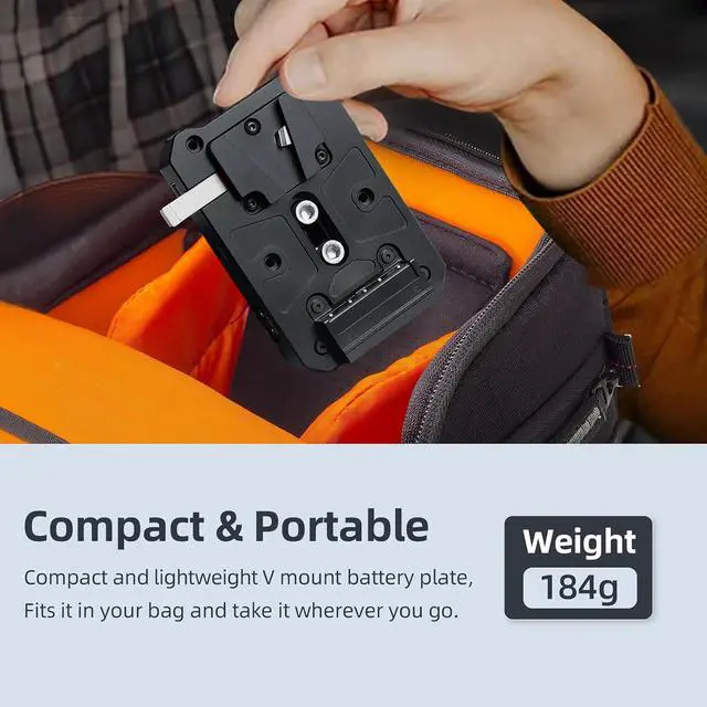 Alt view image 6 of 7 - Mini V Mount Battery Adapter Plate, Power Supply Splitter with USB-C PD 100W Input Fast Charger and Output, USB-A/D-TAP/DC8V 12V Output for DSLR Camera