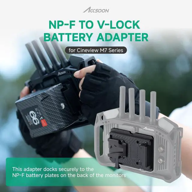Alt view image 2 of 7 - NP-F to V-Mount Power Adapter Converter for CineView M7H Pro/M7 Pro/M7 Camera Monitors, NP-F to V-Lock Battery Adapter Plate for Camera Monitor Filmmaking Monitoring with Most V-Mount Battery