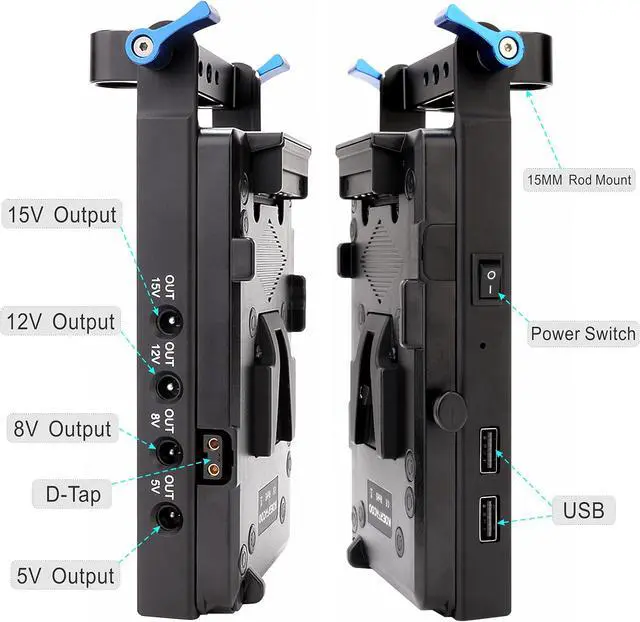 Alt view image 4 of 7 - V-Mount Battery Plate with 15mm Rod Clamp+NP-FW50 Dummy Battery.