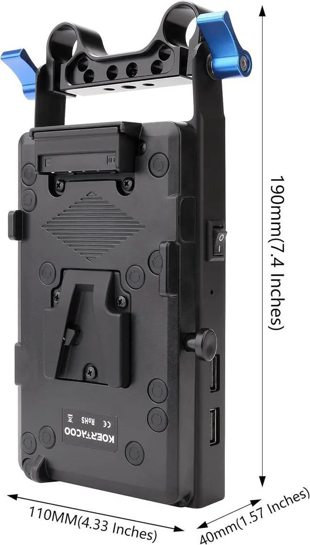 Alt view image 5 of 7 - V-Mount Battery Plate with 15mm Rod Clamp+NP-FW50 Dummy Battery.
