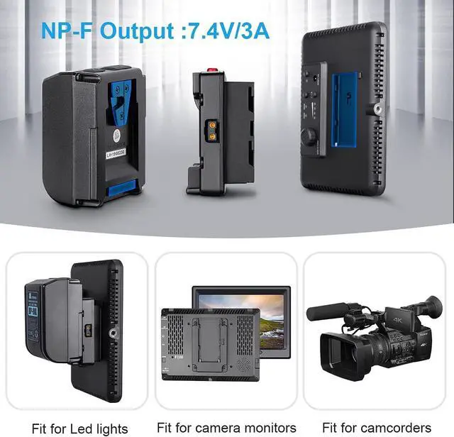 Alt view image 3 of 7 - NP-F Dummy Battery to V-Lock V Mount Plate for Sony F970 F750 F550 Battery to Camera Monitor Neewer F100 FEELWORLD FW568 F5 T7, LED Video Light CN160 CN216 YN300 II YN-600 W260