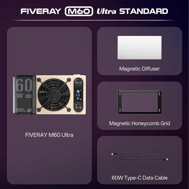 Alt view image 2 of 7 - FIVERAY M60 Ultra RGB 60W Portable Outdoor Handheld Fill Video Light