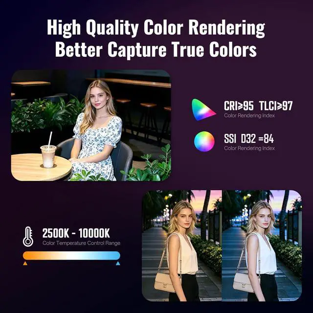 Alt view image 6 of 7 - FIVERAY M60 Ultra RGB 60W Portable Outdoor Handheld Fill Video Light