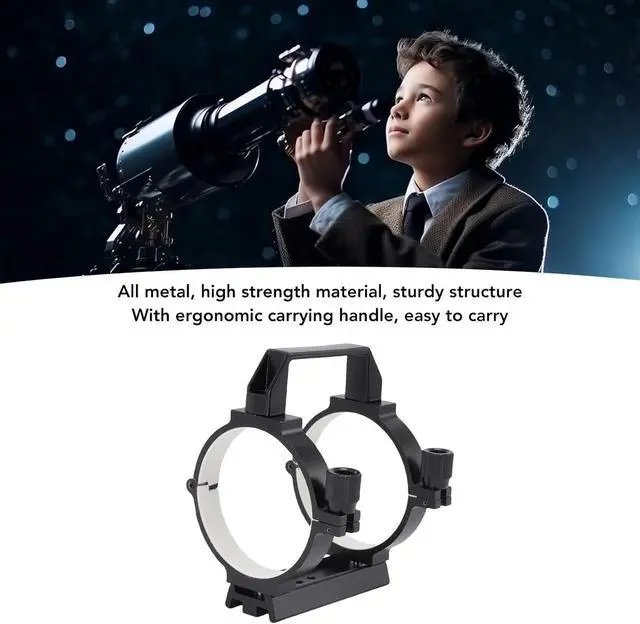 Alt view image 3 of 7 - Telescope Tube Ring, Optical Tube Clamp with 108mm Dovetail Plate, M6 Hole, 1/4in Hole, for 80mm to 90mm Astronomical Telescope
