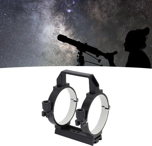 Alt view image 5 of 7 - Telescope Tube Ring, Optical Tube Clamp with 108mm Dovetail Plate, M6 Hole, 1/4in Hole, for 80mm to 90mm Astronomical Telescope