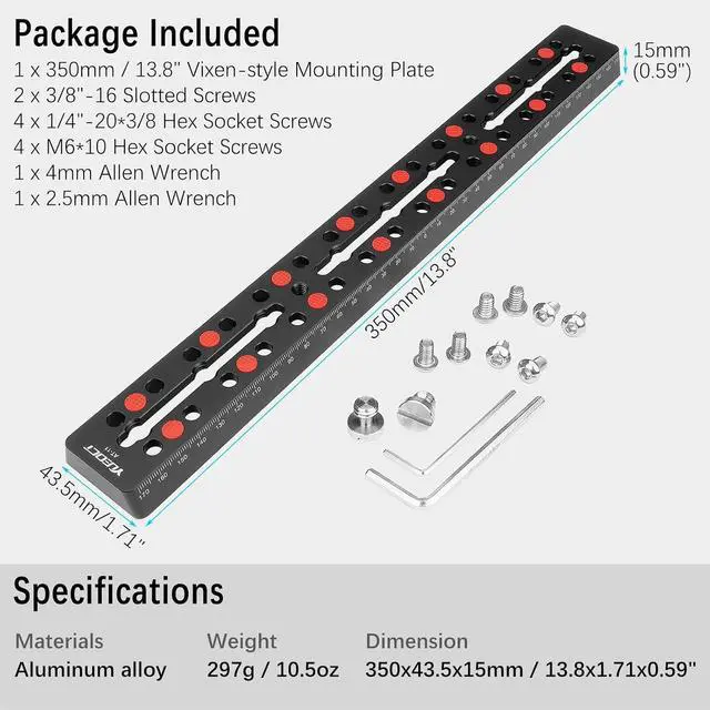 Alt view image 7 of 7 - 350mm/13.8" Telescope Rail Bar Vixen Style Dovetail Mounting Plate
