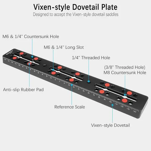 Alt view image 2 of 7 - 300mm/11.8" Telescope Rail Bar Vixen Style Dovetail Mounting Plate