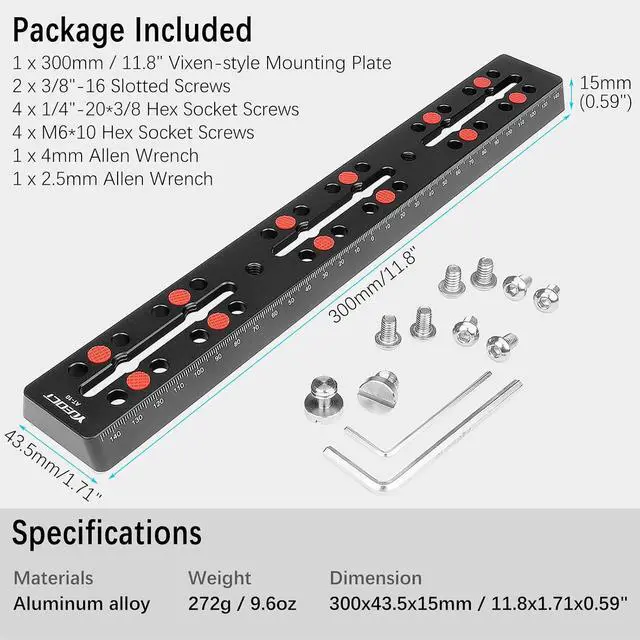 Alt view image 7 of 7 - 300mm/11.8" Telescope Rail Bar Vixen Style Dovetail Mounting Plate