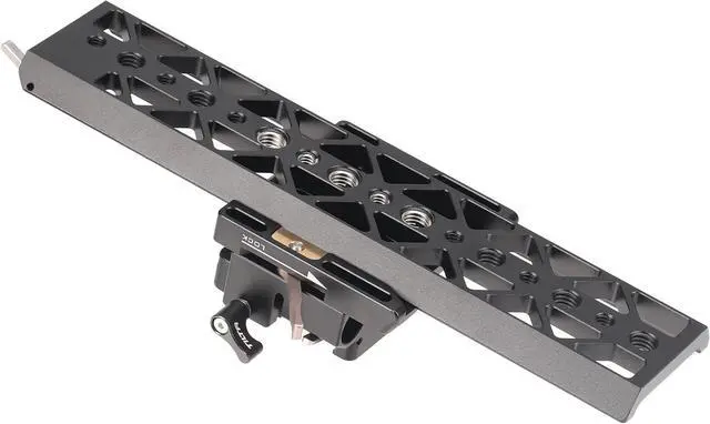 Alt view image 4 of 7 - Lightweight 10" Dovetail Plate w/Safety Latch 1/4"-20 3/8"-16 Holes for Tilta Standard Base Plate A7 Z Cam E2 BMPCC 4K 6K Kemoduo FX6 Cage FS5 C200 EVA1 JTZ Bridge Plate for Tripod Light Stand