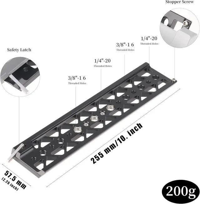 Alt view image 6 of 7 - 10" Dovetail Bridge Plate Bottom Tripod Baseplate Lightweight Base Plate Mount for Tilta Standard Camera Cage