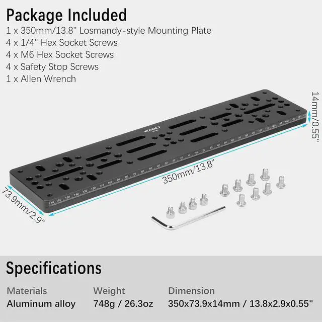 Alt view image 7 of 7 - 13.8" Telescope Dovetail Mounting Plate for Losmandy Style Saddles