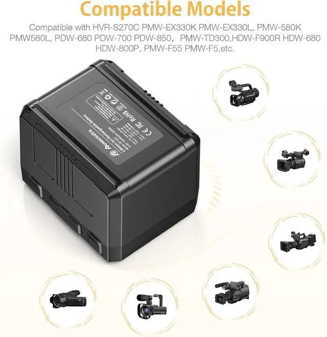 Alt view image 2 of 7 - V-Mount/V-Lock Battery - 222Wh 14.8V 15000mAh Rechargeable Li-ion Battery for Broadcast Video Camcorder, Compatible with Sony HDCAM, XDCAM and Digital Cinema Cameras