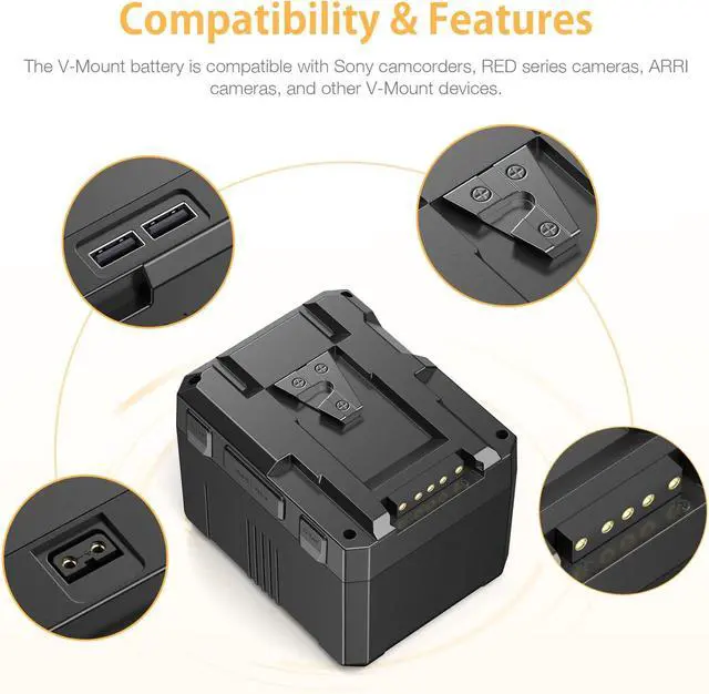 Alt view image 6 of 7 - V-Mount/V-Lock Battery - 222Wh 14.8V 15000mAh Rechargeable Li-ion Battery for Broadcast Video Camcorder, Compatible with Sony HDCAM, XDCAM and Digital Cinema Cameras