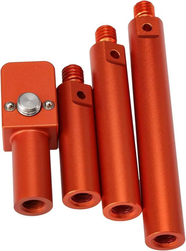 Alt view image 2 of 4 - 15mm Support Rod Tube Extension, 2in 3in 4in Length, 4 Sections for Sony ARRI RED Camera Wireless Follow Focus Lens Motor Shoulder Rail Mounting with 3/8" Thread, Orange