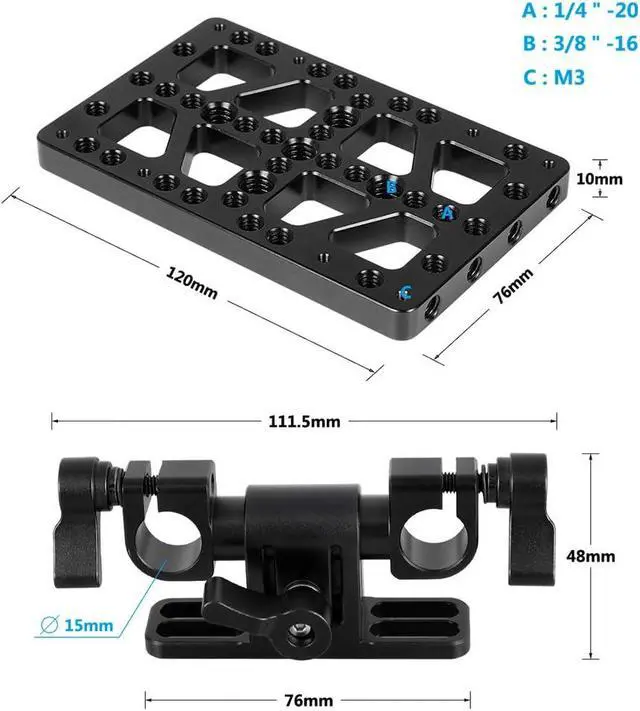 Alt view image 2 of 6 - Cheese Plate with 15mm Rod Clamp for Anton Bauer Gold Mount Power