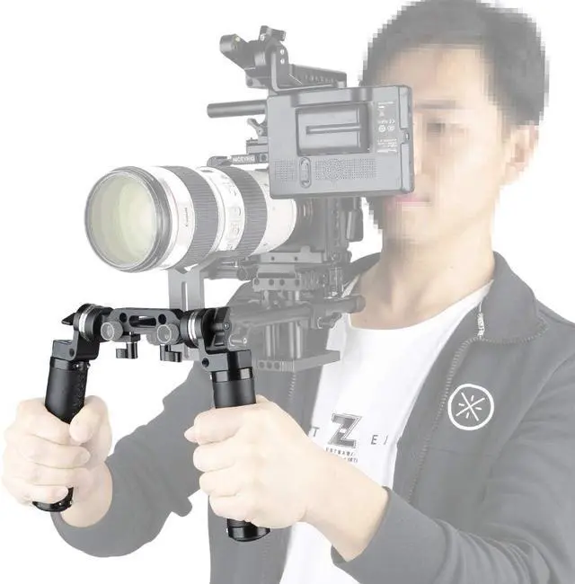 Alt view image 3 of 7 - Rosette Leather Handles with 15mm Rod Clamp Connector for 15mm DSLR Camera Shoulder Rig Support System