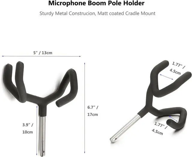 Alt view image 5 of 6 - Mic Boom Pole Holder, Sturdy Metal Boompole Mounting Adapter